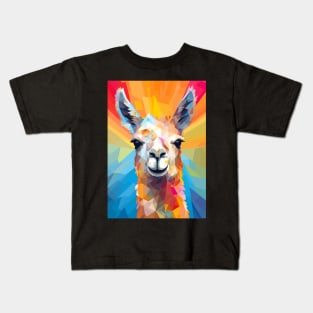 Llama Face Abstract Colorful Art Kids T-Shirt